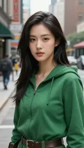 Untamed Green Caped Scout Hero In The City Street