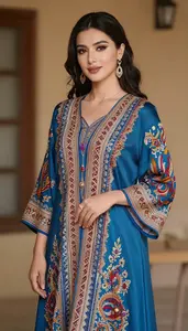 Uzbek Woman In Colorful Atlas Silk Dress