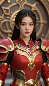Warrior Red And Gold Paragon Hero In The Metropolitan City