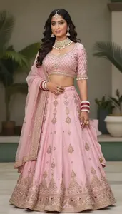 Woman In Baby Pink Lehenga
