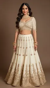 Woman In Butter Georgette Lehenga