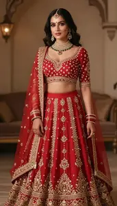Woman In Crimson Red Lehenga