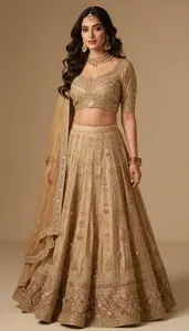 Woman In Golden Brown Lehenga