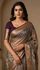 Woman In Hunter Georgette Saree