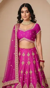 Woman In Magenta Lehenga Choli