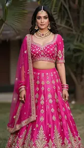 Woman In Magenta Pink Lehenga