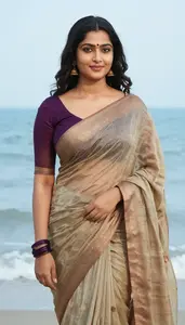 Woman In Ocean Georgette Saree