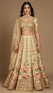 Woman In Peony Georgette Lehenga With Gold