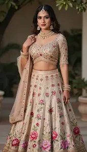 Woman In Peony Lehenga Choli