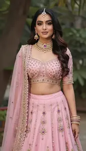 Woman In Peony Pink Lehenga