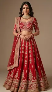 Woman In Scarlet Red Lehenga