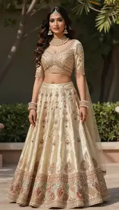 Woman In Sunshine Silk Lehenga