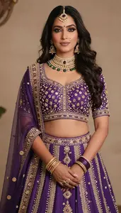 Woman In Violet Purple Lehenga