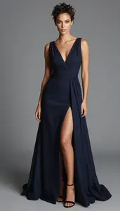 Beautiful Light Skinned Woman In High Low Formal Gown