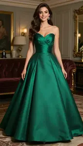 Beautiful Woman Woman In Emerald Ball Gown
