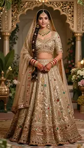 Bridal Beauty Elaborate Lehenga With Traditional Jewelry