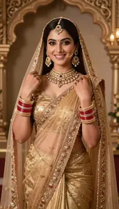 Bridal Jewelry Photography Gold Embroidered Saree