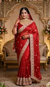 Bridal Red Bridal Saree Jewelry Focus