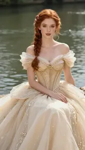 British Woman Young Woman In 20s Princess Gown