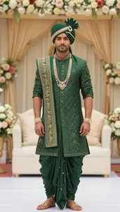 Deep Green Traditional Traditional Dhoti