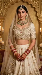 Elegant Indian Bride Ornate Lehenga With Jewelry