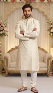 Elegant Indian Groom In Traditional Wedding Kurta