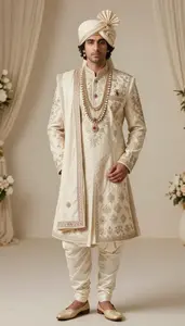 Elegant Indian Groom In Embroidered Dhoti