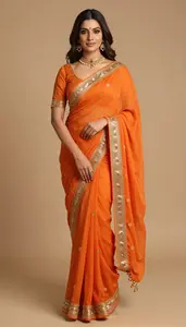 Festive Chiffon Saree Indian Woman