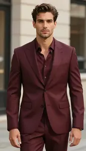 Glamorous Man In Burgundy Suit