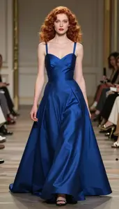 Glamorous Woman In Sapphire Ball Gown