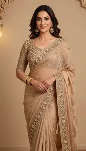 Graceful Punjabi Woman In Festive Saree