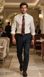 Handsome Central European Man In Linen Dress Shirt
