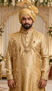 Handsome Hindi Man In Silk Kurta