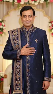 Handsome Indian Groom In Embroidered Dhoti