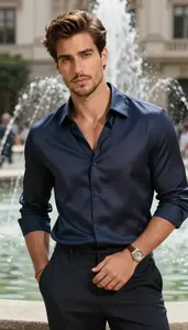 Handsome Southern European Man In Silk Dress Shirt