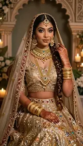 Indian Bride In Elaborate Lehenga