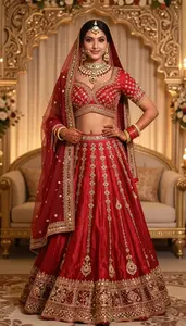 Indian Bride Ornate Silk Lehenga