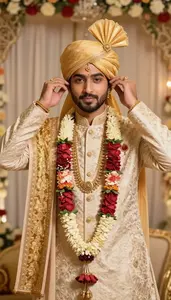 Indian Groom In Silk Sherwani