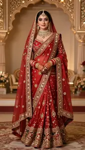Luxury Ornate Bridal Saree Indian Bride Portrait
