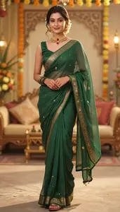 Radiant Marathi Woman In Chiffon Saree