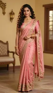 Red Traditional Georgette Saree