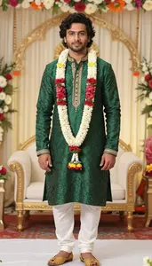 Regal South Indian Man In Traditional Wedding Kurta
