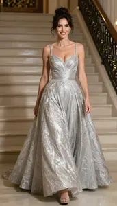 Silver Ball Gown European Woman Woman