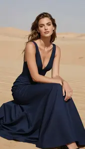 Stunning Woman In Midnight Blue Gown