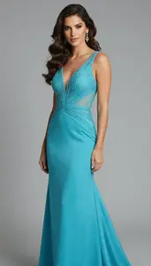 Woman In Aqua Blue Gown