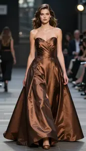 Bronze Ball Gown Caucasian Woman Woman