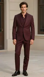 Glamorous Man In Burgundy Suit