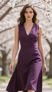 Glamorous Woman In Plum Formal Dress