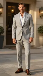 Glamour Photography Pearl Grey Suit