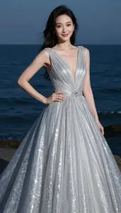 Glamour Photography Silver Ball Gown